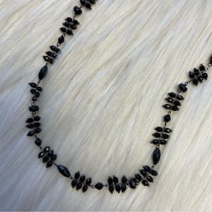 Black glass gunmetal tone necklace